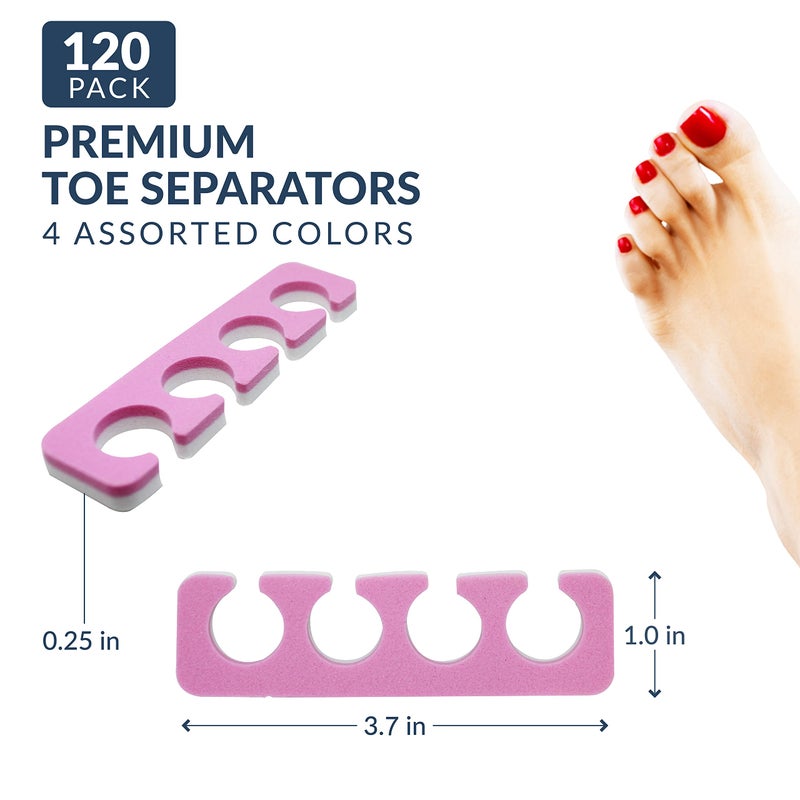 ZMOI 120 PCS Premium Pedicure Toe Separators - Soft & Durable Bulk Salon Pedicure Accessories - 4 Colors - Image 2
